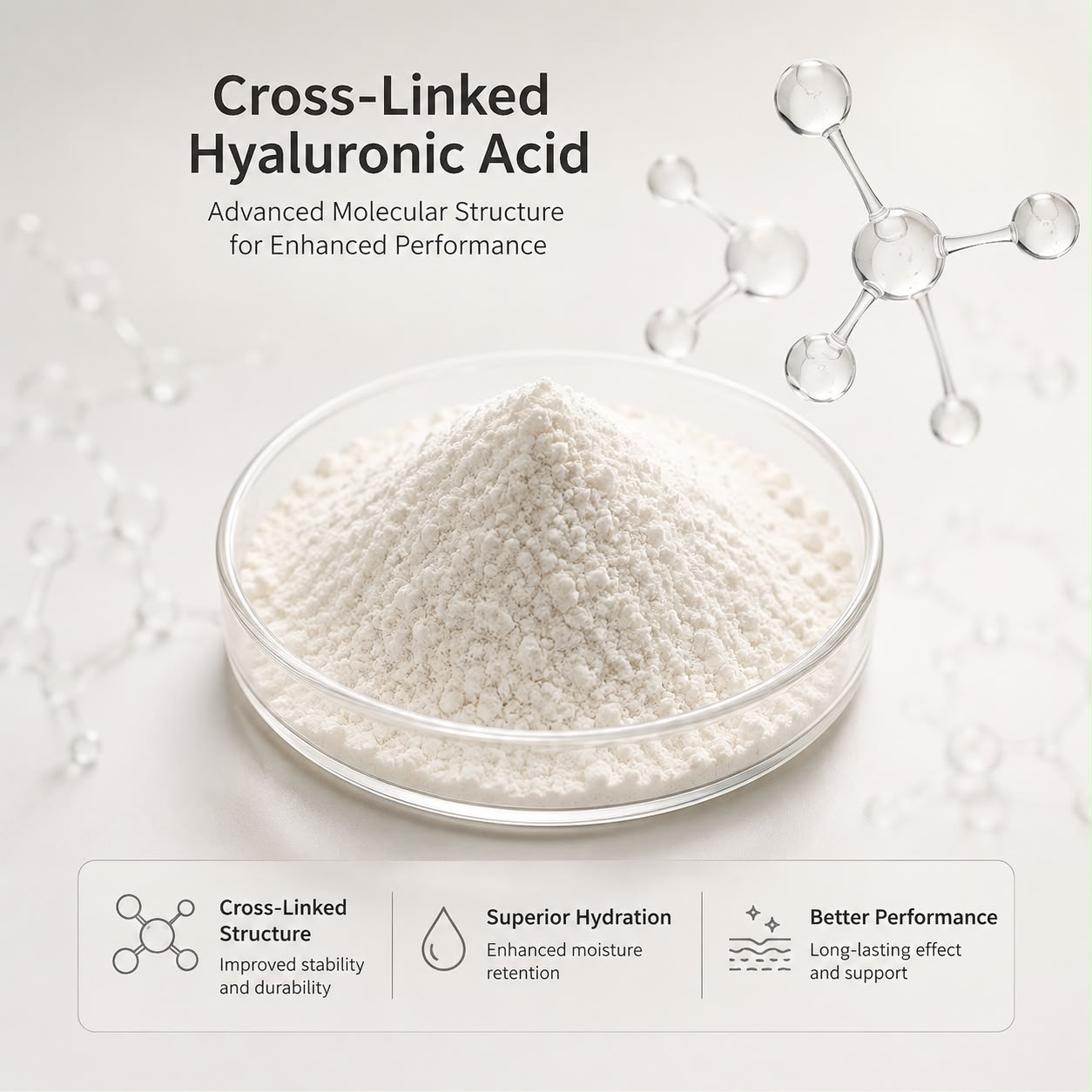 CrossLinked HA ™ - Cross linked hyaluronic acid supplier, crosslinked hyaluronic acid raw material